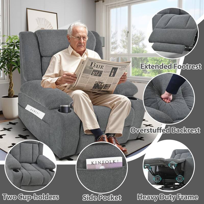 Power Lift Recliner Chair for Elderly, Classic Single Sofa,Home Theater Seat with 2 Cup Holders, Side Pockets, Remote Control