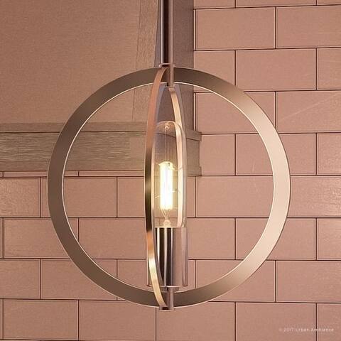 Luxury Globe Pendant, 9"H x 9"W, with Old World Style, Orbital Sphere Design,Brushed Nickel Finish
