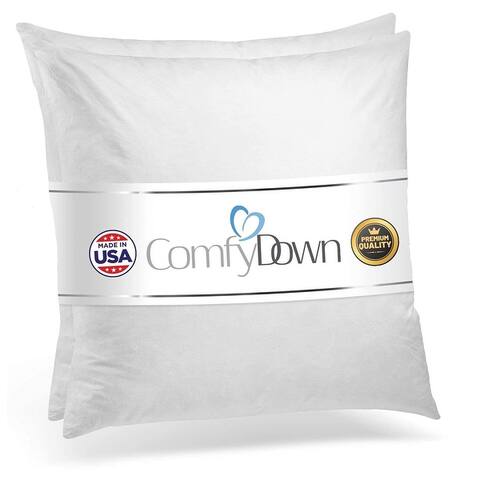 Set of 2 Decorative Throw Pillow Insert, Down and Feathers Fill 100% Cotton Cover Square Pillow Insert