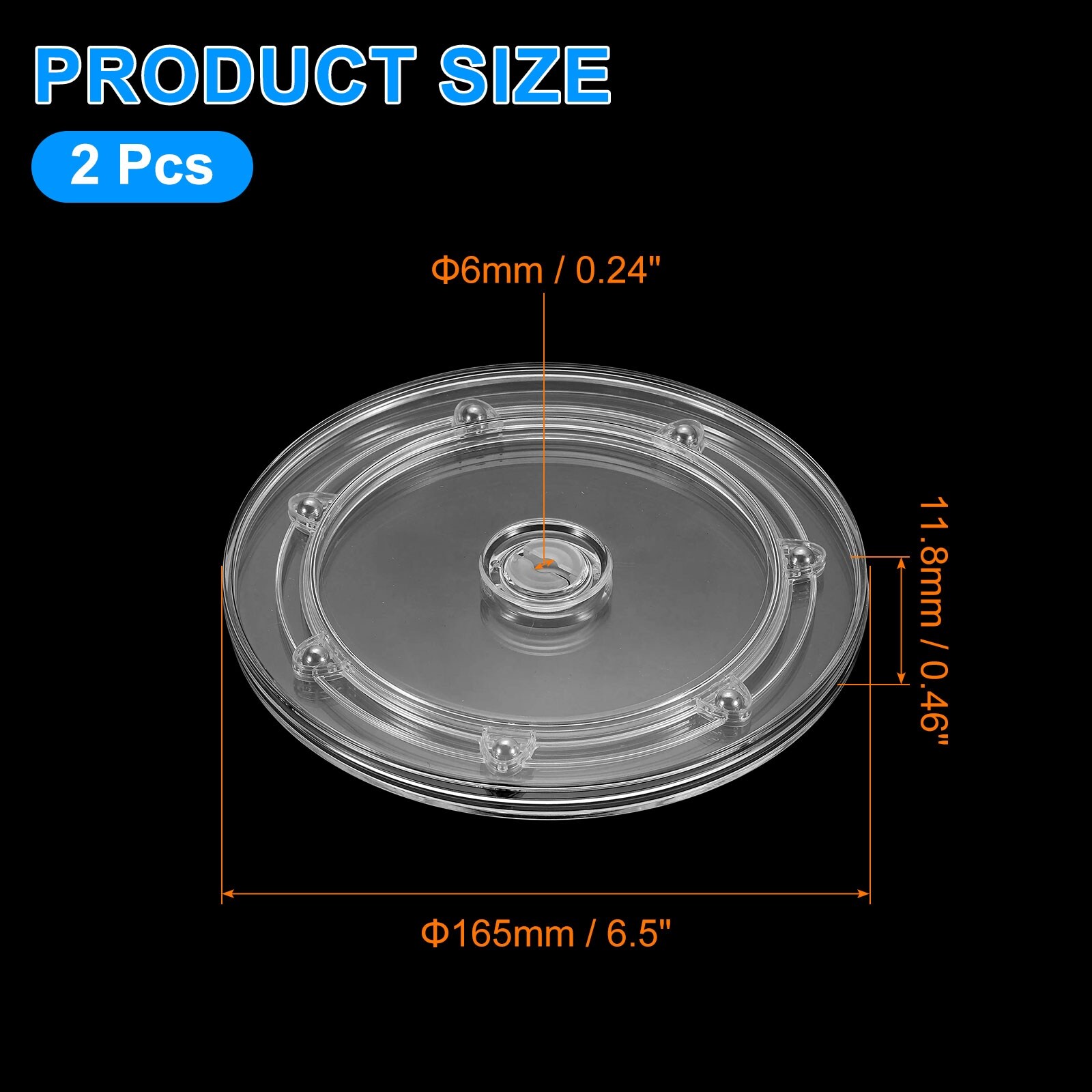 Acrylic Lazy Susan Turntable, Clear Turntable Organizer Ball Bearing Rotating Tray for Spice Rack Table Cake Kitchen