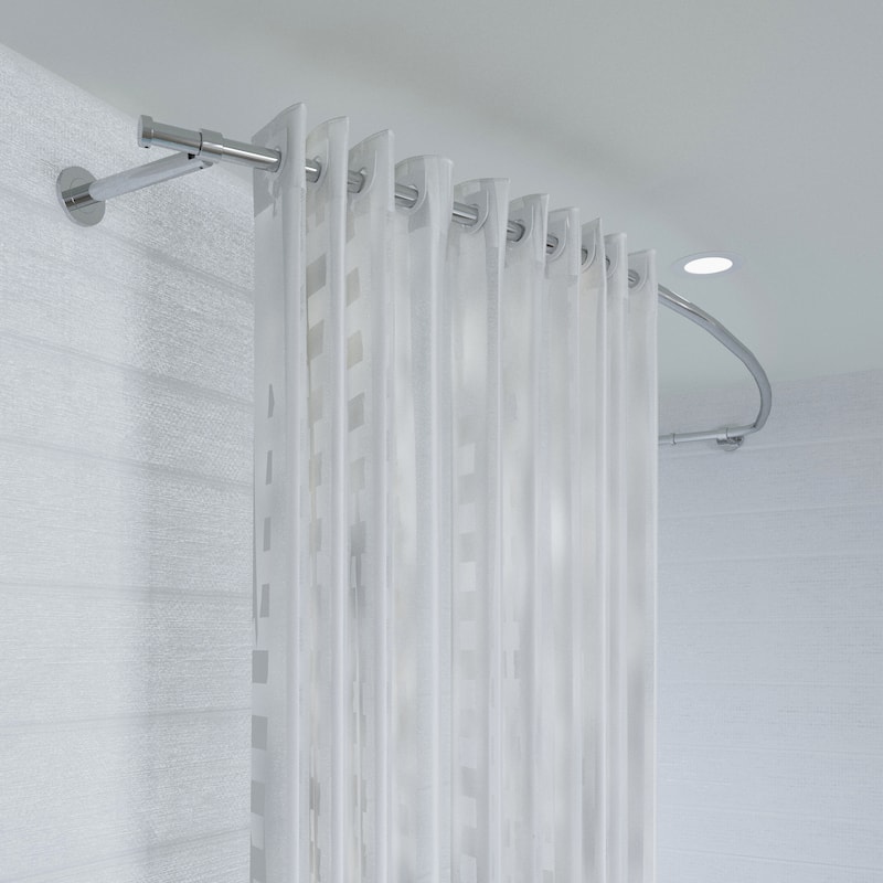 Croydex Luxury 78.5" Adjustable Curved Shower Curtain Rod, Chrome