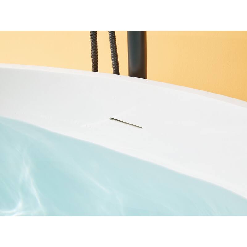 ABRUZZO 63" x 37" Freestanding Solid Surface Soaking Bathtub with Overflow & Pop-up Drain