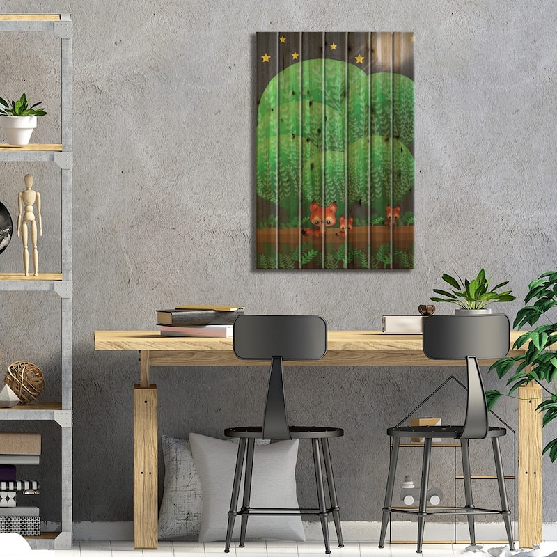 By The Light Of The Moon Print On Wood by Ann Hutchinson - Multi-Color