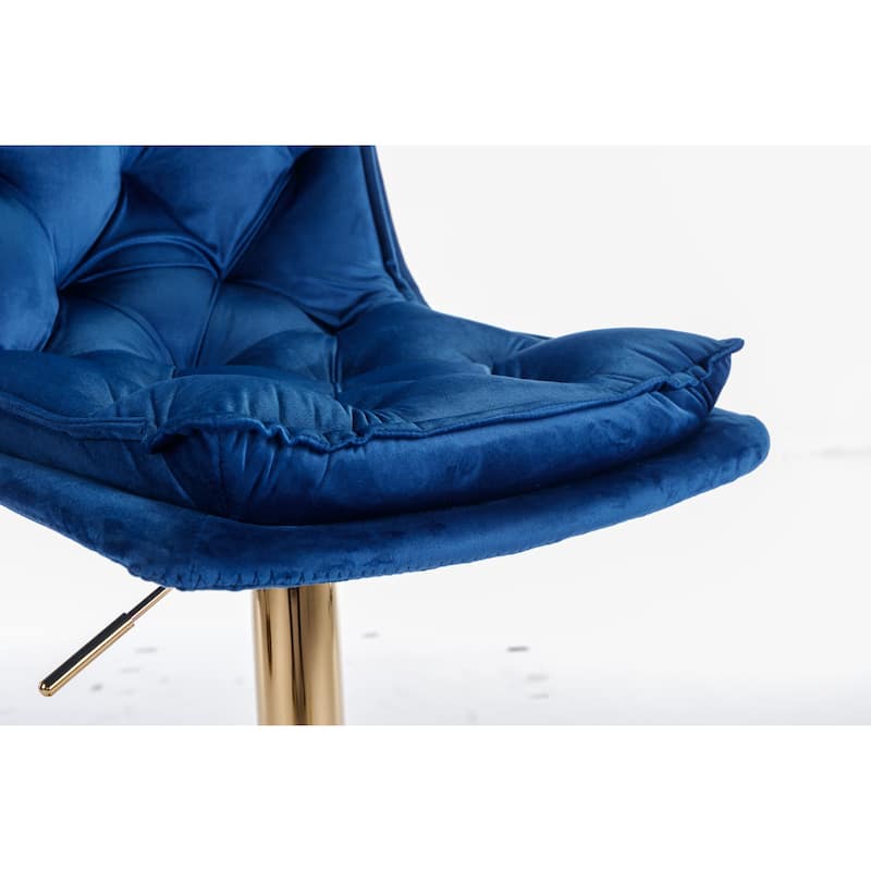 Ostweer Furniture Set of 2 Velvet Simple Bar Stoo - Blue