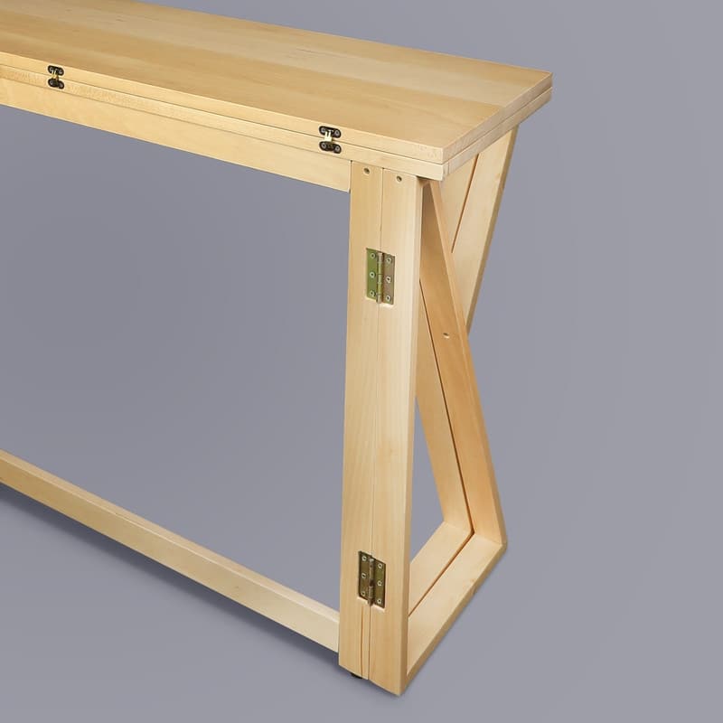 Aztecs Folding Console to Dining Convertible Table with Solid American Basswood