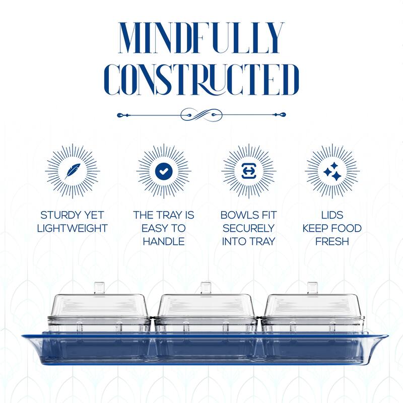 Indigo Blue Acrylic Tray & Clear Dishes With Lids