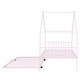 preview thumbnail 12 of 13, Pink Twin Size Metal House Bed with Trundle & Roof