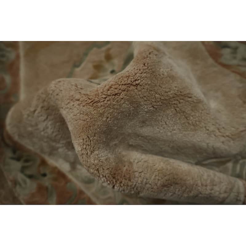 Hand Knotted Oriental 100% Silk Carpet Traditional Medallion Beige & Ivories Art Deco Area Rug - 3' 2'' X 2' 1''