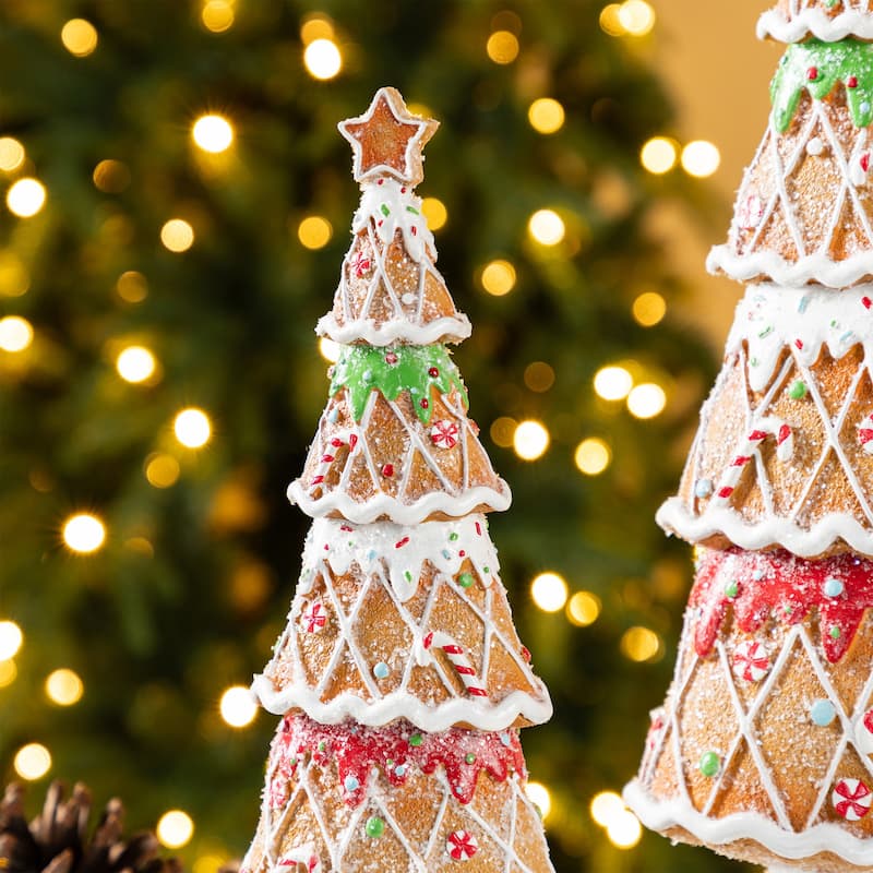 Glitzhome Set of 2 Resin Christmas Tree Table Decor