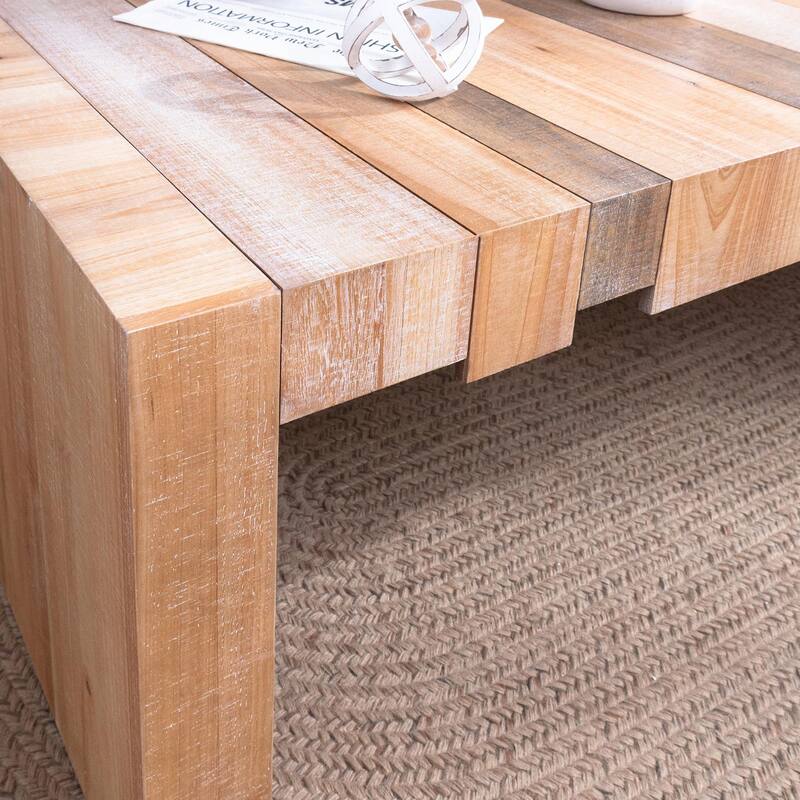 Industrial Style Coffee Table - 48" Rectangular with Wood Grain
