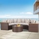preview thumbnail 12 of 19, Nuon 5-piece Outdoor Patio Conversation Sets Half Moon Furniture Rattan Wicker Sofa Sectional Set by Havenside Home Brown