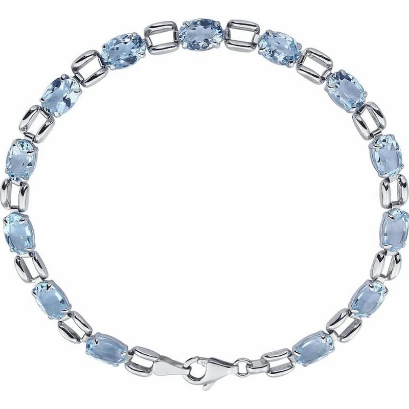 Curata 14k White Gold 7.15 Inch Oval 07x5mm Blue Topaz Polished Sky Blue Topaz 7 Inch Bracelet