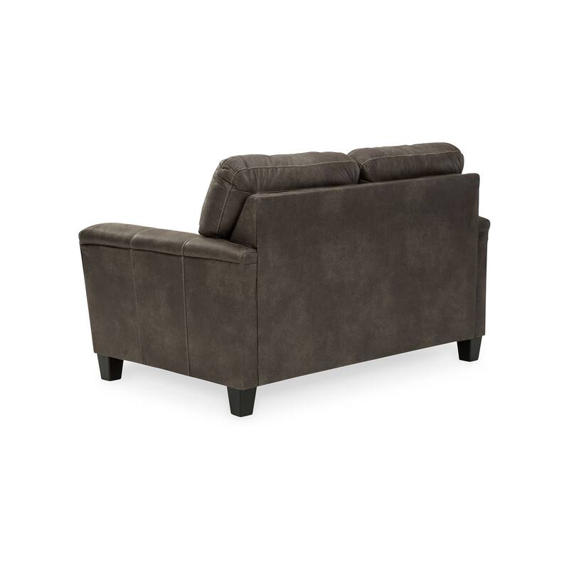 Nav 61 Inch Loveseat, Modern Plush Cushions, Weathered Taupe Faux Leather