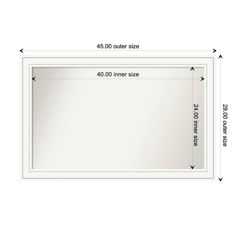 Craftsman White Framed Non-Beveled Custom Wall Mirror, Bathroom Vanity Mirror - Outer Size: 45 x 29