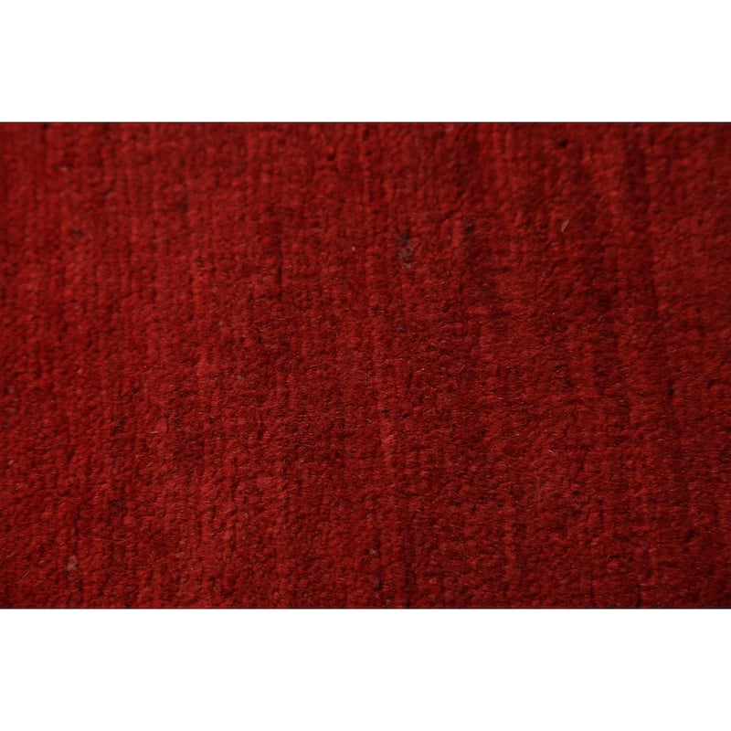 Red Gabbeh Modern Rug Hand-Knotted Wool Carpet - 3'10" x 5'10"