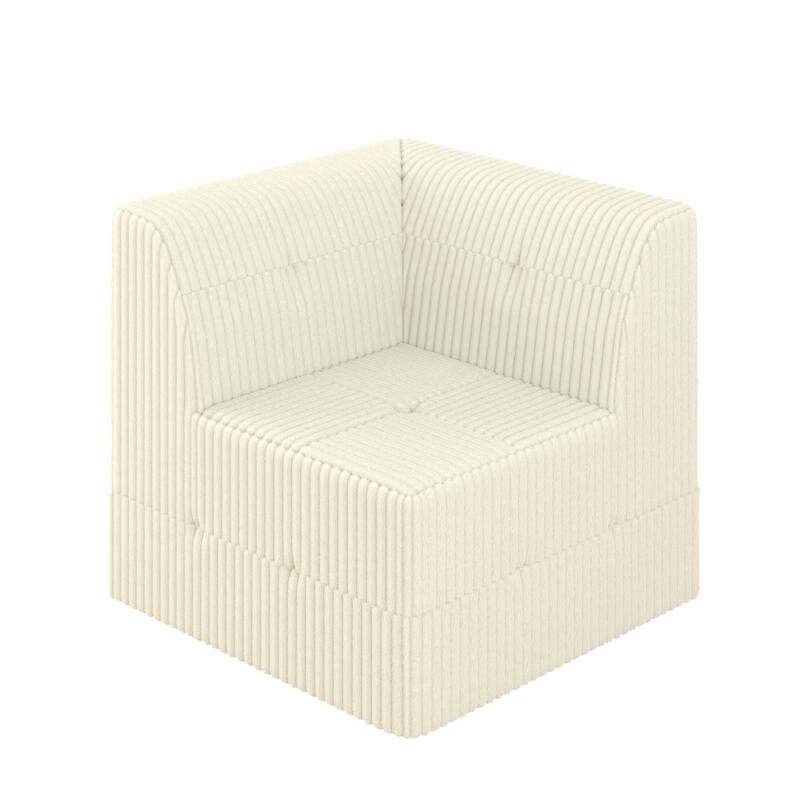Minimalist Corduroy Upholstered Sectional Sofa with Chaise, Modular Compressed Sleeper Couch with Ottoman for Living Room