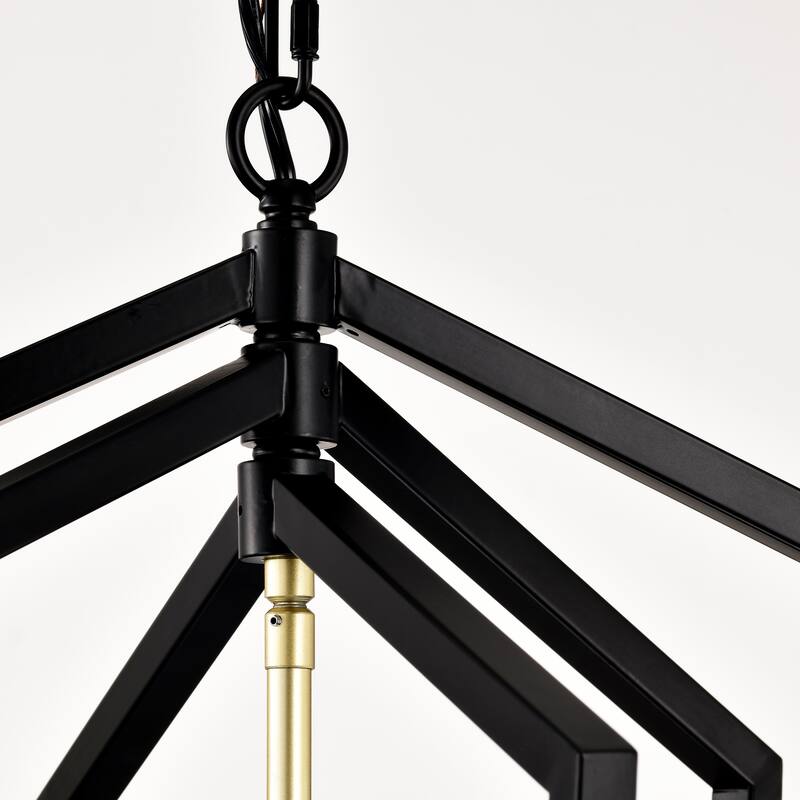 12-Light Farmhouse Kitchen Chandeliers, Matte Cage Light Fixture Adjustable Height Chandeliers for Dining Room Hallway