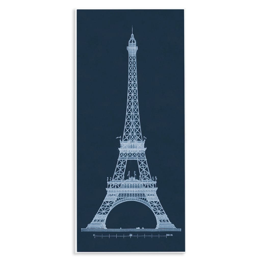 Stupell White Parisian Tower on Blue Wall Plaque Art Design By Phillipa Katz