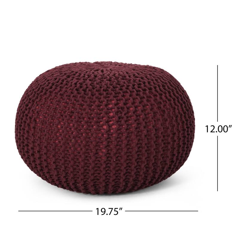Abena Knitted Cotton Pouf by Christopher Knight Home