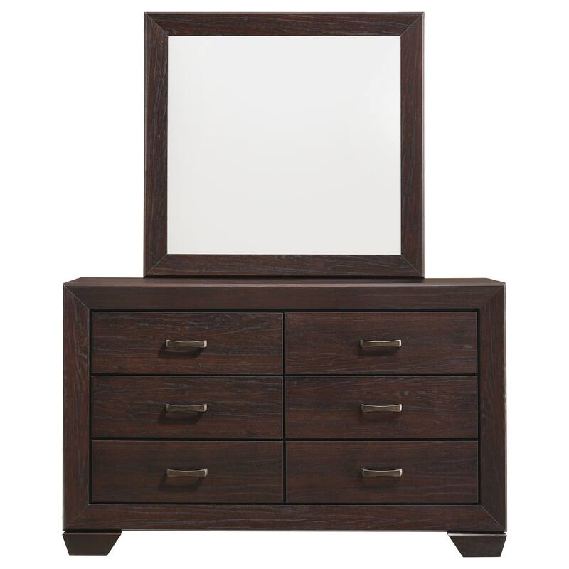 Bello Wide Dresser with Matching Mirror, 6 Drawers, Dark Cocoa Brown