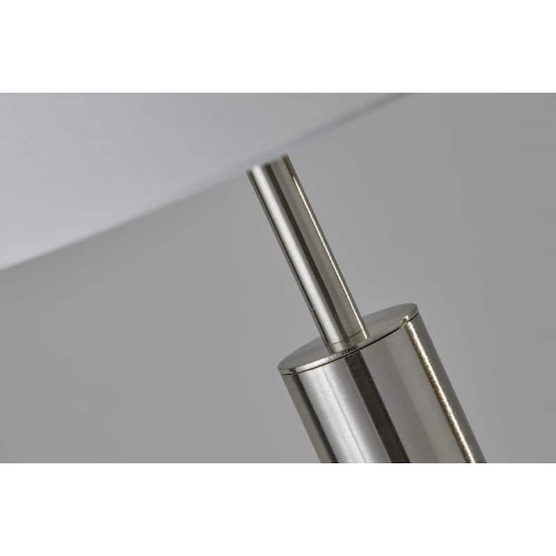 58” Tall Floor Lamp with Silver Metal Base and White Drum Shade Touch Switch for Modern Home Decor - 58”H x 10.5”W x 10.5”D