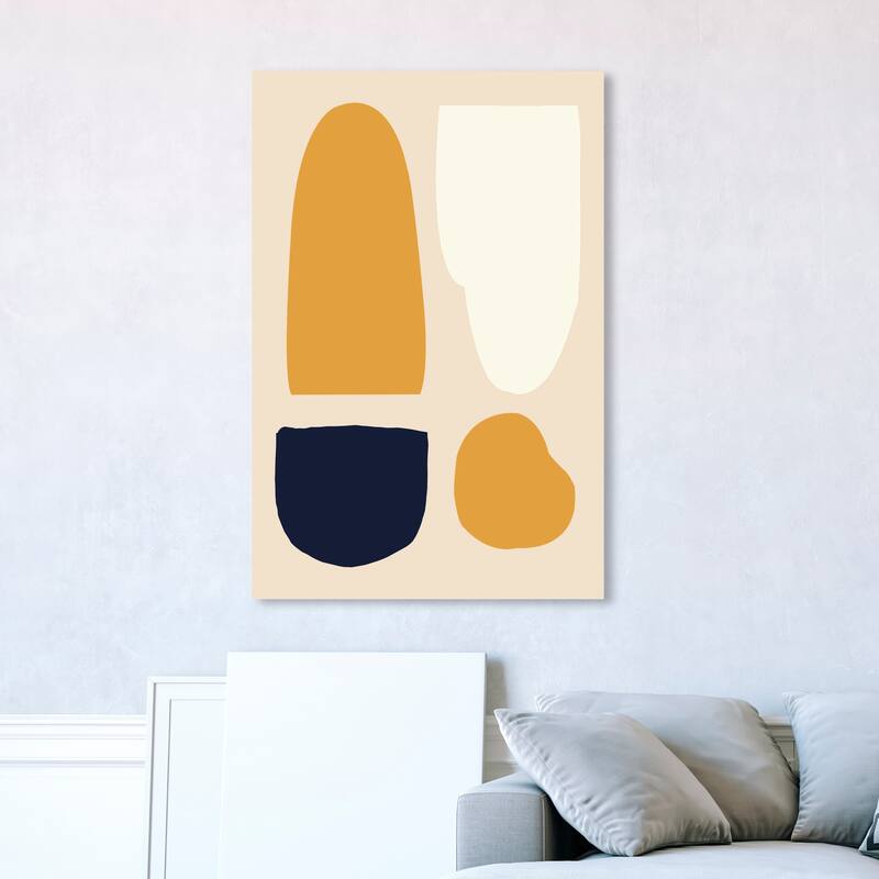 Wynwood Studio Canvas Abstract Shapes in Color II Yellow and Mustard Scandinavian Wall Art Canvas Print - 45 x 30