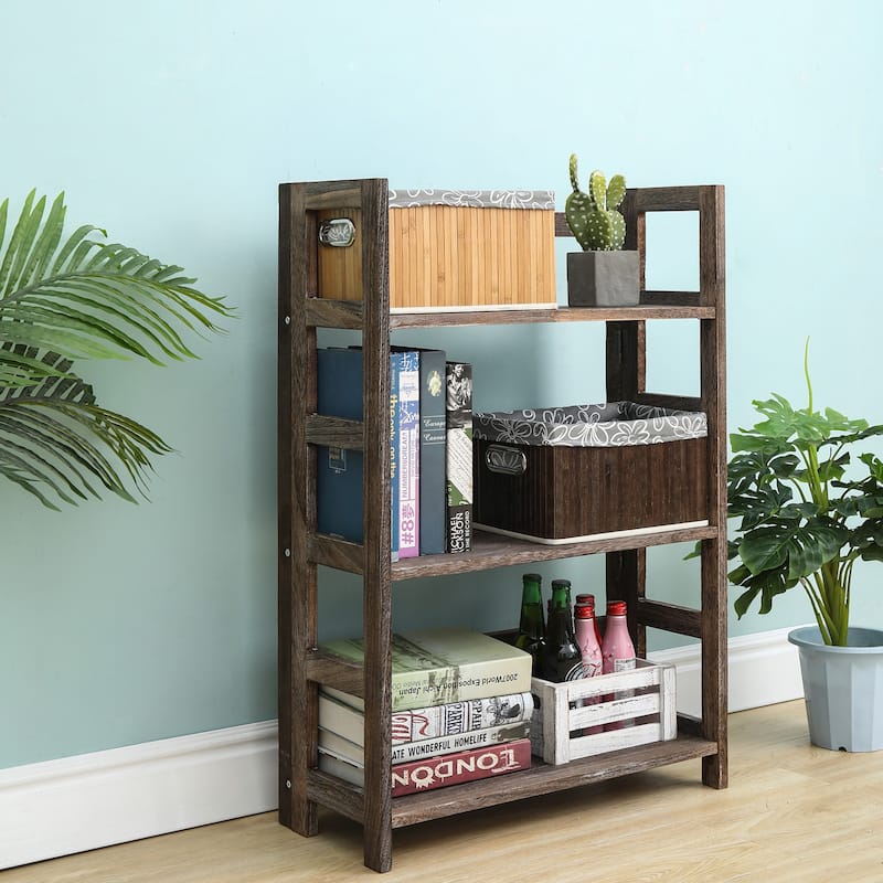 Proman Products Hickory Folding Bookshelf, Paulownia Wood, Walnut Color