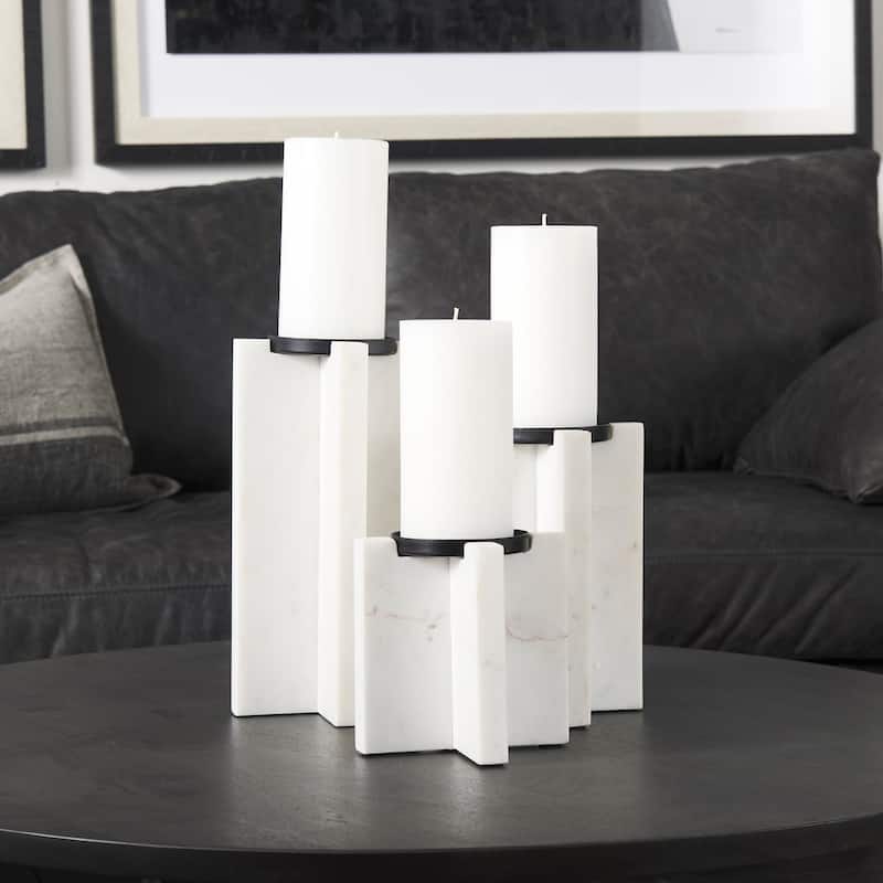 Sophia 5.5"L x 3.5"W x 10.5"H Marble Candle Holder Large