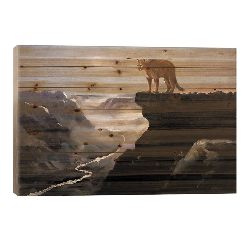 Cougar Print On Wood by D. "Rusty" Rust - Multi-Color - 18x26x1.5