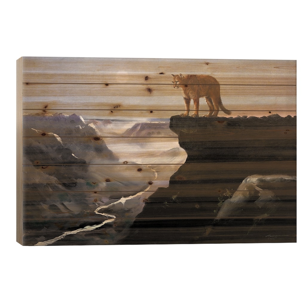 Cougar Print On Wood by D. "Rusty" Rust - Multi-Color