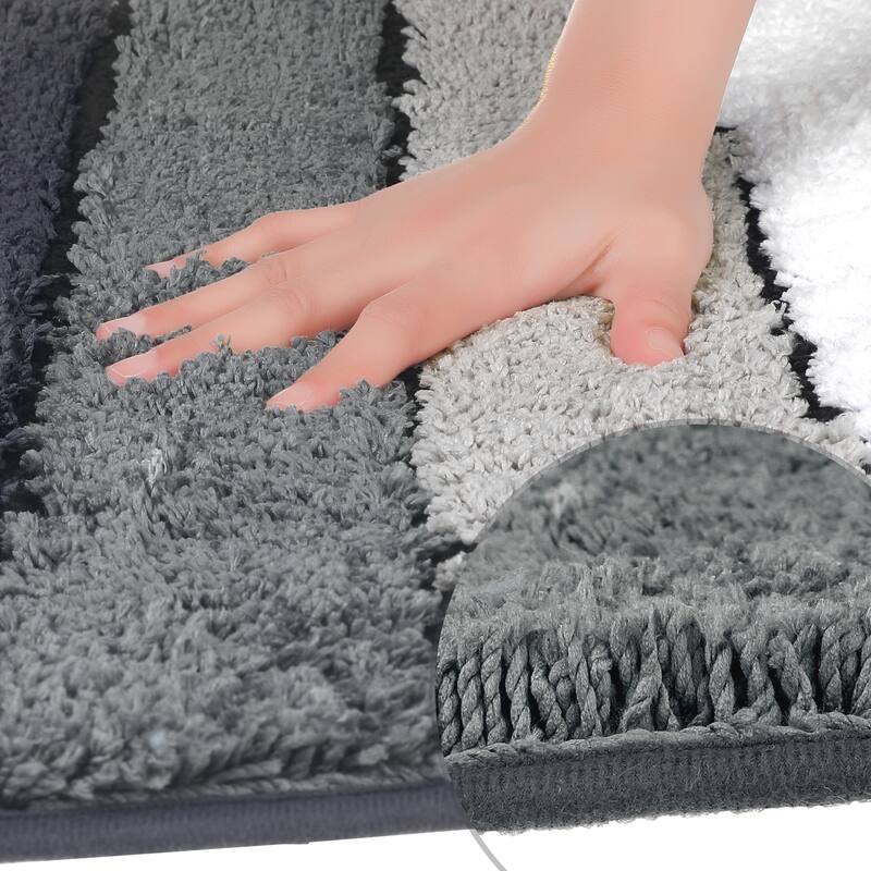 Grey Bathroom Rug, Soft Bath Mat Non Slip Ultra Water Absorbent Bath Carpet Quick Dry Bathroom Floor Mat