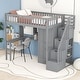 preview thumbnail 40 of 52, Loft Bed with Bookshelf,Drawers,Desk,and Wardrobe
