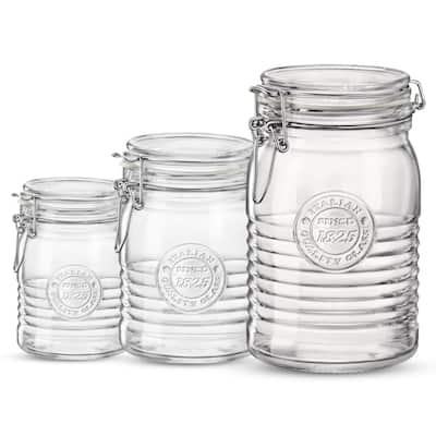 Bormioli Rocco Officina 1825 Clear Jar with Swing Top Set - 33.75 Oz. 25.25 Oz. 17 Oz.