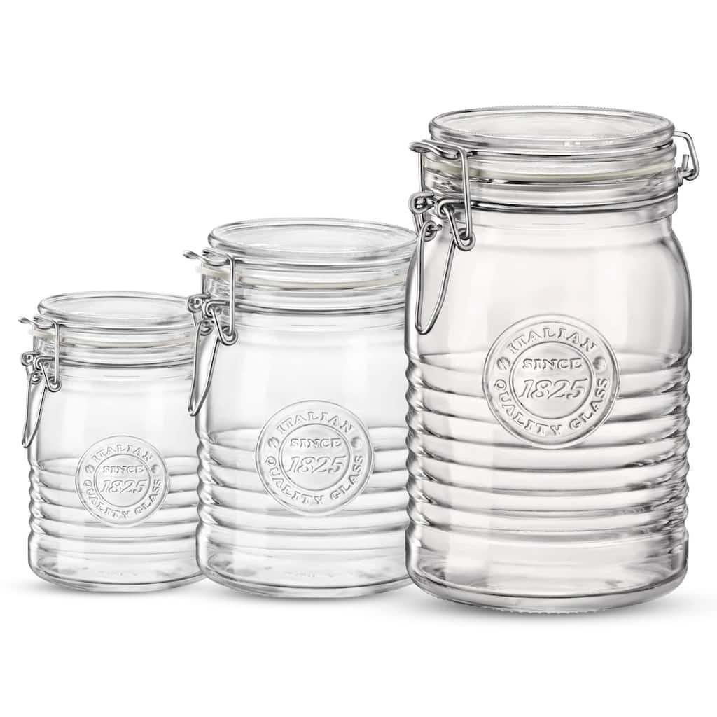 Bormioli Rocco Officina 1825 Clear Jar with Swing Top Set - 33.75 Oz. 25.25 Oz. 17 Oz.