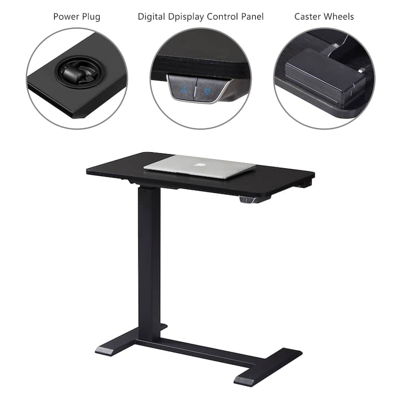 KOWO Electric Height Adjustable Side Table Soft Touch Bedside End Table with Quiet Motor, Modern Nightstand for Home & Office