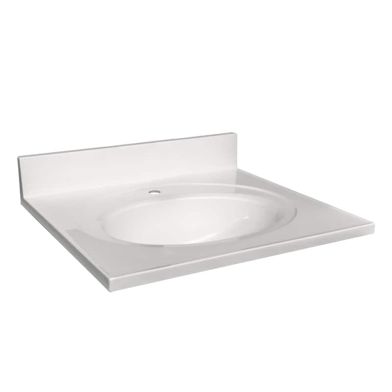 Design House 25" Cultured Marble Vanity Top with Backsplash - Solid White - Painted