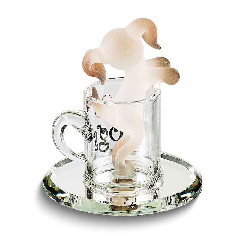 Pup in a Cup I Love Dogs Handcrafted Glass Figurine
