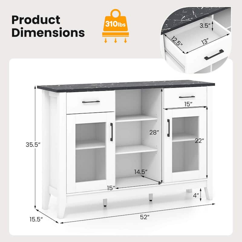 Kitchen Storage Cabinet w/2 Doors Sideboard Buffet Cabinet