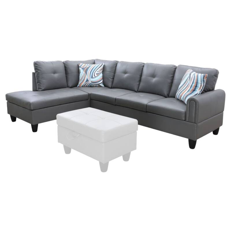 KISRAIS 97" Wide 2-Piece Vegan Leather Sectional Sofa Set without Ottoman for Small Space