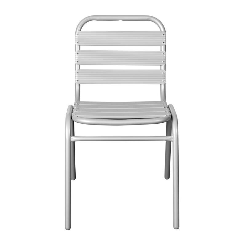 Commercial Aluminum Indoor-Outdoor Restaurant Stack Chair with Triple Slat Back