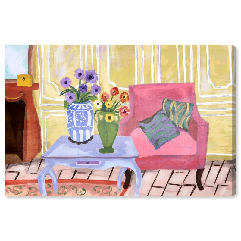 Wynwood Studio Canvas Floral and Botanical Corner of Our Living Room Yellow Wall Art Canvas Print