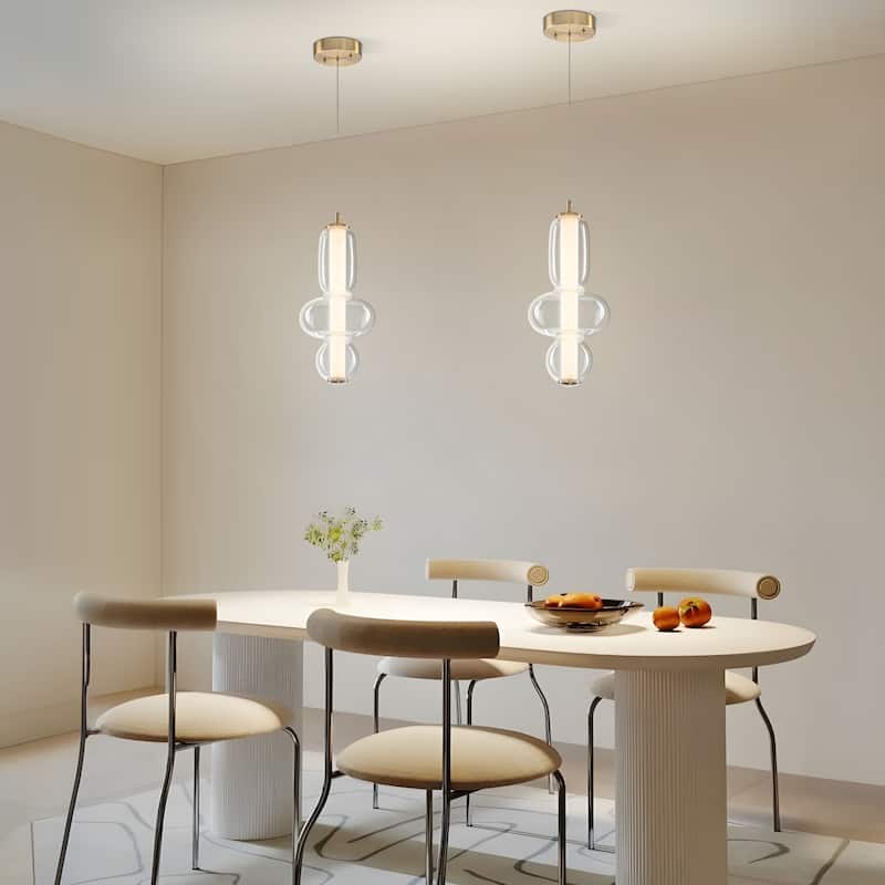Starsky LED 3000K Tiered Clear Glass Pendant - Gold