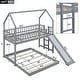 preview thumbnail 3 of 22, Twin over Full House Bunk Bed with Slide and Built-in Ladder