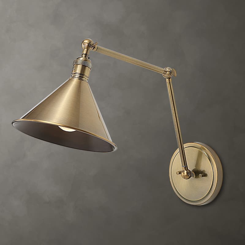 1 Light Brass Finish Adjustable Wall Sconce - 28"
