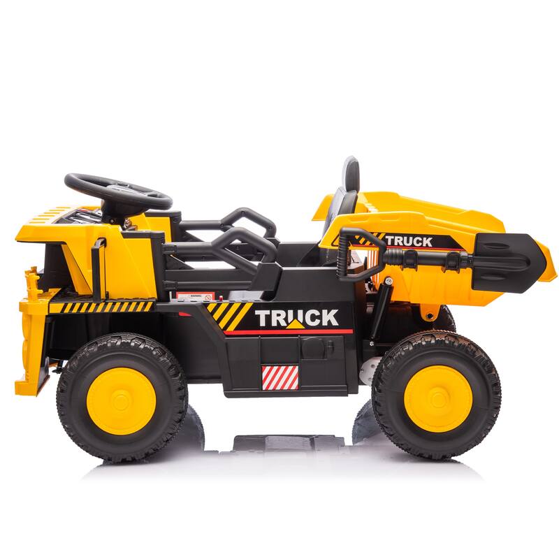12V Kids Ride On Dump Truck W/Parents Control,2wd,Rear-Wheel Suspension,Electric Dump Bed And Extra Shovel,For Kids 3-5