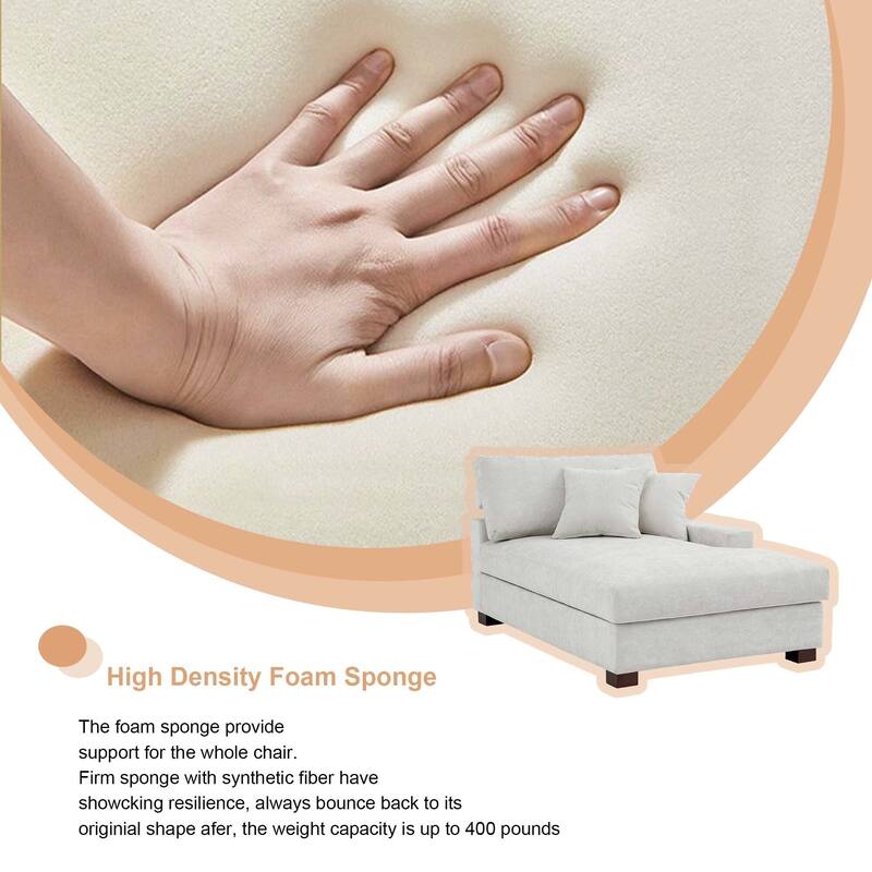 Oversized Chenille Modular Chaise Lounge With Deep Seat