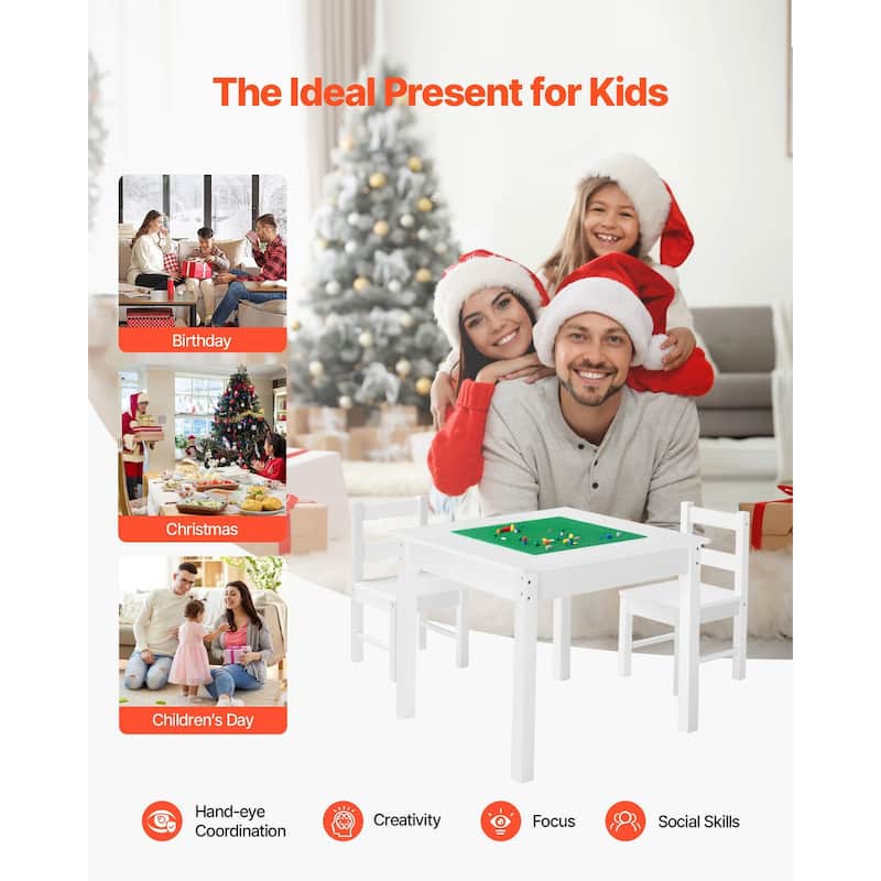 Toddler Table and Chair Set with Double-Sided Tabletop - 25.6 x 25.6 x 20.94 in
