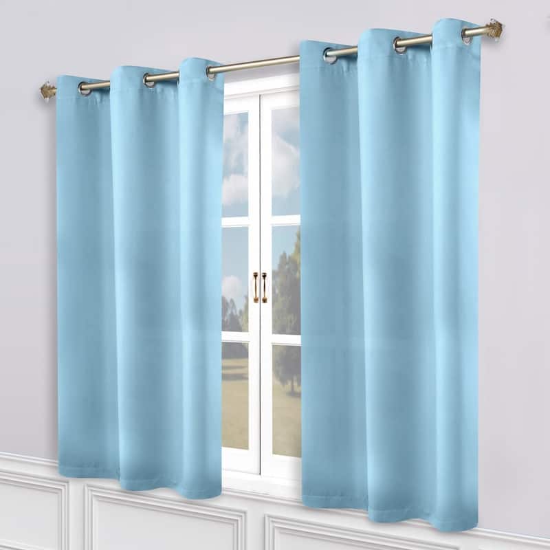 Superior Modern Solid Washable Room Darkening Curtains, Set of 2 Panels - 2PC- 52" x 63" - Light Blue