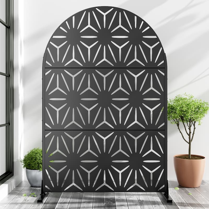 Dovelina 6ft.Outdoor Freestanding Metal Privacy Screen Decorative Garden Fence - 72"x47" - Black