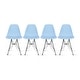 preview thumbnail 1 of 14, Colorful Designer Plastic Dining Chairs Kitchen Bedroom with Chrome Metal Eiffel Legs Hotel Restaurant Reception (Set of 4) Blue